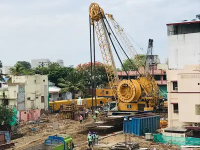 Equipment for construction of the Chetpet Station in Chennai by Bauer India